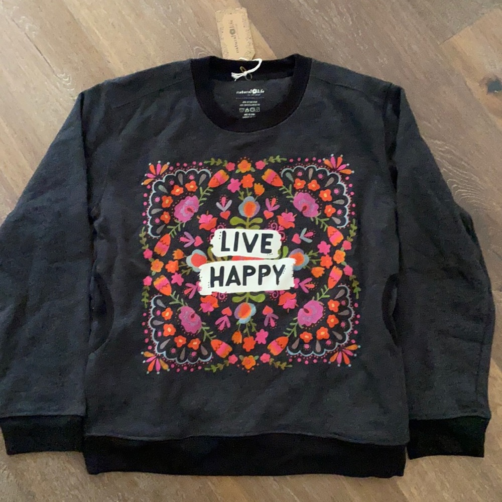 Kids comfy pocket sweatshirt “Live Happy”